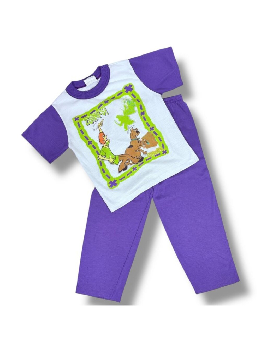 Vintage Scooby Doo Purple + Green 90s 1990s Pajamas PJ Pajama Set Outfit 6